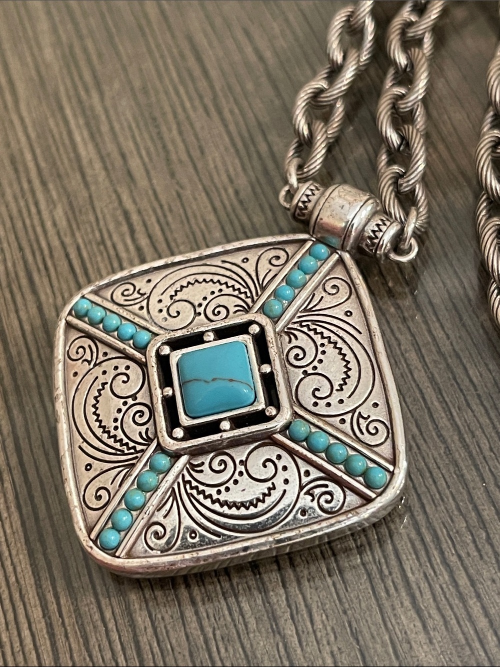 Brighton Primrose Pendant Necklace Silver-Turquoise - Picture 14 of 16